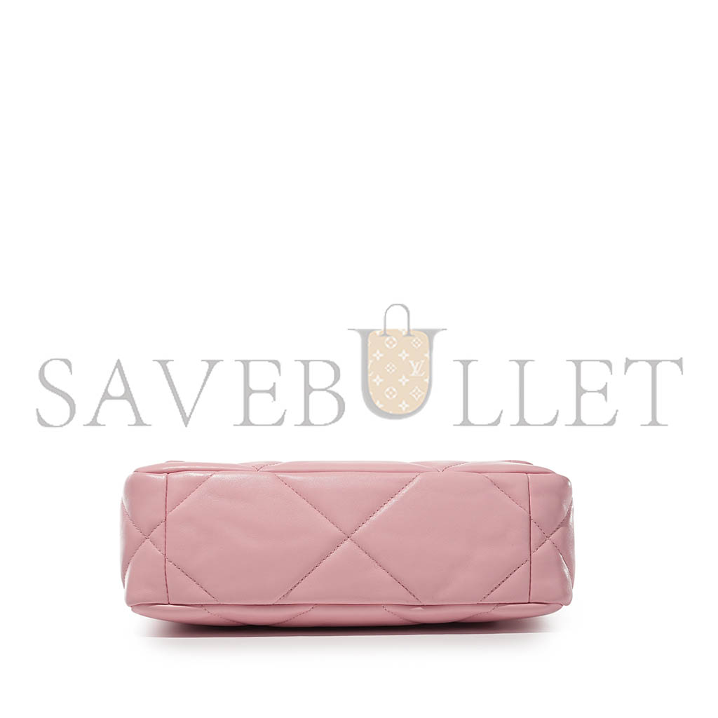Ch*el baby pink quilted lambskin 19 flap bag pale gold and ruthenium hardware as1160 (26*16*9cm)